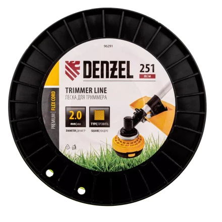 Леска для триммера квадрат, 2,0мм х 251м, на DIN катушке FLEX CORD// Denzel 96291 купить в Когалыме