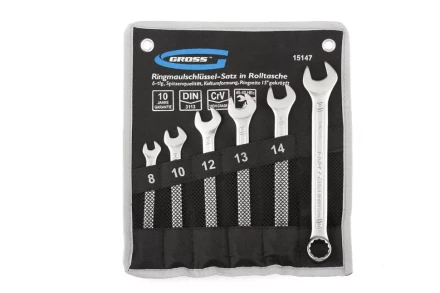 Набор ключей комбинированных 8-17 мм 6 шт CrV холодный штамп GROSS 15147 купить в Когалыме