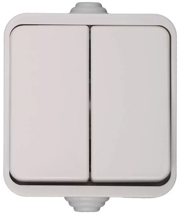 Выключатель СВЕТОЗАР БАТТЕРФЛЯЙ двухклавишный, цвет белый, 10А/~250В SV-54334-W купить в Когалыме