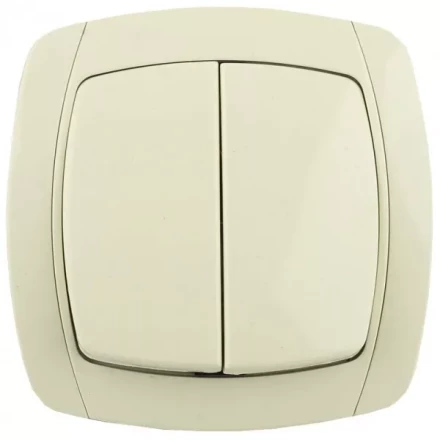 Выключатель СВЕТОЗАР "CITY LIGHT" двухклавишный в сборе, бежевый, 10А/~250В SV-54234-B купить в Когалыме