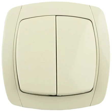 Выключатель СВЕТОЗАР "CITY LIGHT" двухклавишный в сборе, бежевый, 10А/~250В SV-54234-B купить в Когалыме