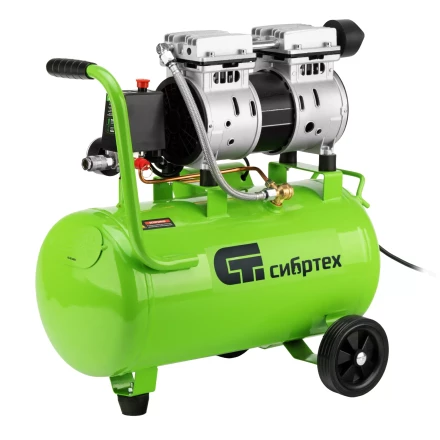 Компрессор безмаслянный малошумный Сибртех МБ 1100/24,1100 Вт, 24 л, 170 л/мин 58006 купить в Когалыме