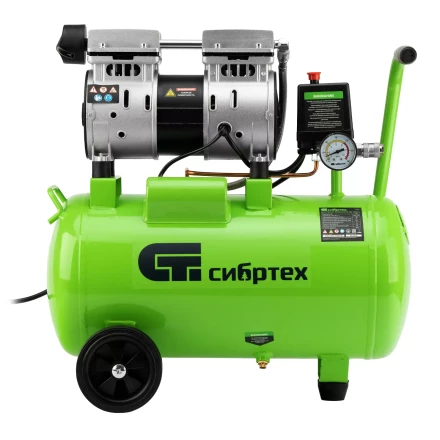 Компрессор безмаслянный малошумный Сибртех МБ 1100/24,1100 Вт, 24 л, 170 л/мин 58006 купить в Когалыме