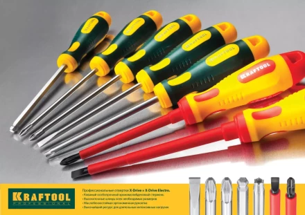 Отвертка KRAFTOOL, Cr-Mo-V закалённый стержень, двухкомпонентная противоскользящ рукоятка, SL 4,0x0,8x100мм 25007-4.0-100 купить в Когалыме