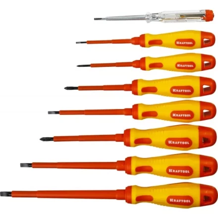 Набор высоковольтных отверток "Х-Drive ELECTRO", SL: 2,5, 4; 5,5; 6,5, PH: № 0, 1, 2, пробник, до 1000В, KRAFTOOL 250088-H8 купить в Когалыме