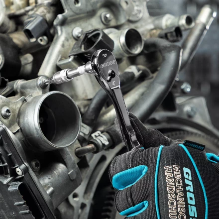 Ключ-трещотка 1/4" Gross 14053, CrV, 90 зубьев, усиленный, хром купить в Когалыме