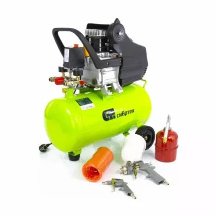 Компрессор масляный поршневой прямой привод с набором Сибртех КК-1500/24 ПЛЮС  58038 купить в Когалыме