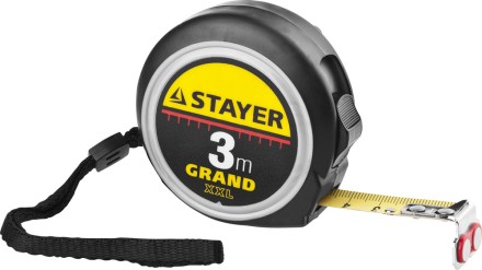 Рулетка STAYER GRAND, корпус с противоскользящим напылением, упрочненное полотно, 3м/16мм 551957 купить в Когалыме