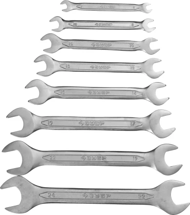 Набор ЗУБР "МАСТЕР": Ключ гаечный рожковый, Cr-V сталь, хромированный, 6-24мм, 8шт 27010-H8 купить в Когалыме