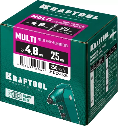 Заклепки многозажимные KRAFTOOL 311702-48-25 купить в Когалыме