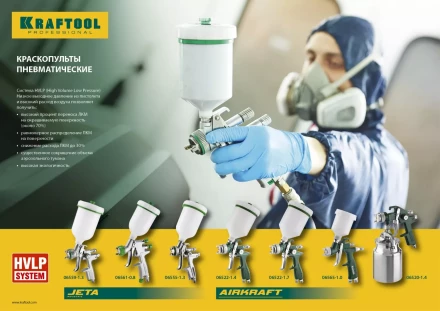 Краскопульт пневматический KRAFTOOL AirKraft Mini, HVLP, c верхним бачком, 1,0мм 06565-1.0 купить в Когалыме