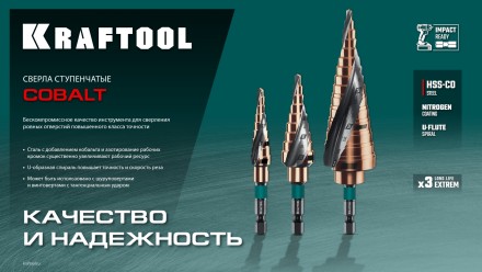 Ступенчатое сверло, сталь c кобальтом, спиральная проточка, НЕХ хвостовик 29691-4-20-9 купить в Когалыме