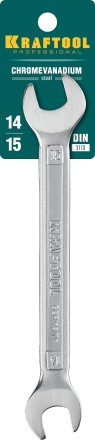 Ключи гаечные рожковые KRAFTOOL, Cr-V, DIN 3110 27033-14-15 купить в Когалыме