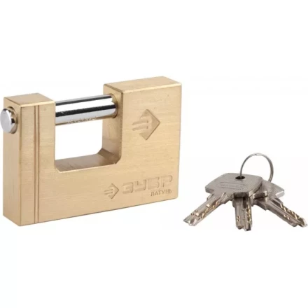 Замок ЗУБР "ЭКСПЕРТ" навесной, латунный корпус, П-образная форма, 90мм 37295-90 купить в Когалыме