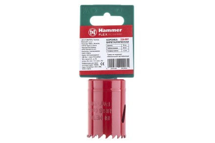 Коронка биметаллическая HAMMER Ф35х38мм 5/8&quot; BiMETALL (224-007) купить в Когалыме