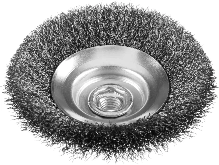 ЗУБР "ПРОФЕССИОНАЛ". Щетка коническая для УШМ, витая стальная проволока 0,3мм, 125ммхМ14 35265-125_z02 купить в Когалыме