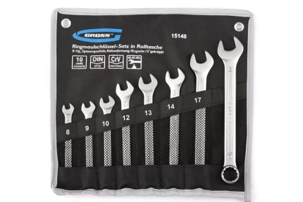 Набор ключей комбинированных 8-19 мм 8 шт CrV холодный штамп GROSS 15148 купить в Когалыме