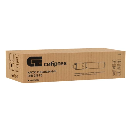 Скважинный насос Сибртех СНВ-3,5-90, винтовой, диаметр 3,5", 700 Вт, 1500 л/ч, напор 90 м 97292 купить в Когалыме