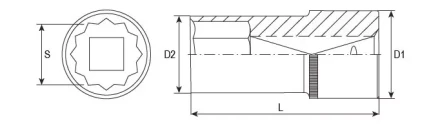 Головка торцевая 12-гранная глубокая 1/2"DR 16 мм S04HD4716 Jonnesway 49065 купить в Когалыме
