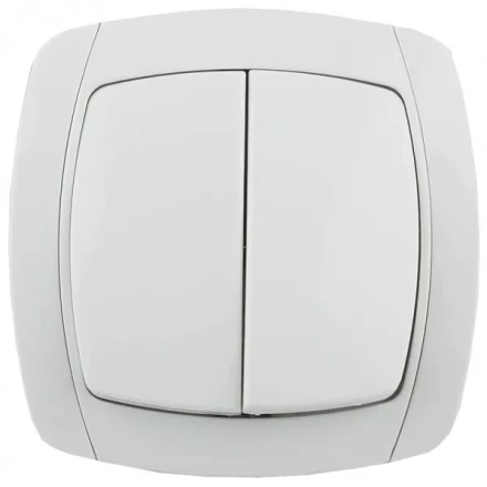 Выключатель СВЕТОЗАР "CITY LIGHT" двухклавишный в сборе, белый, 10А/~250В SV-54234-W купить в Когалыме