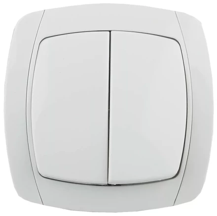 Выключатель СВЕТОЗАР "CITY LIGHT" двухклавишный в сборе, белый, 10А/~250В SV-54234-W купить в Когалыме