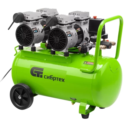 Компрессор безмаслянный малошумный Сибртех МБ 2000/50 58007, 2000 Вт, 50л, 300 л/мин купить в Когалыме