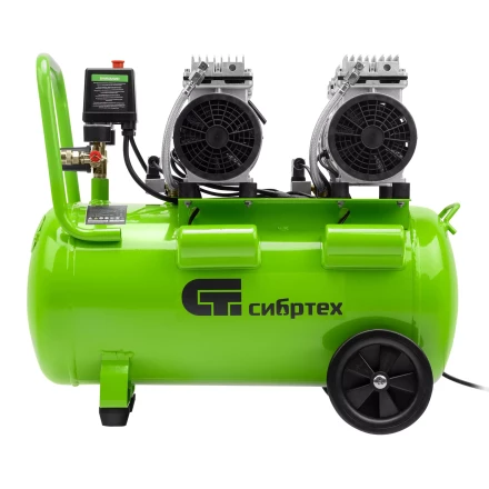Компрессор безмаслянный малошумный Сибртех МБ 2000/50 58007, 2000 Вт, 50л, 300 л/мин купить в Когалыме