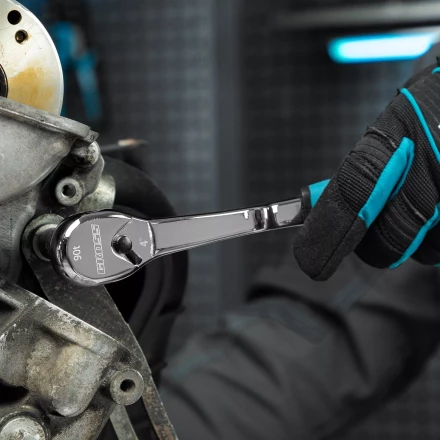 Ключ-трещотка 3/8" Gross 14054, CrV, 90 зубьев, усиленный, хром купить в Когалыме