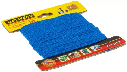 Шнур STAYER "MASTER" хозяйственно-бытовой, полипропиленовый, вязанный, с сердечником, синий, d 3, 20м 50413-03-020 купить в Когалыме