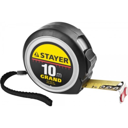 Рулетка STAYER GRAND, корпус с противоскользящим напылением, упрочненное полотно, 10м/25мм 552180 купить в Когалыме