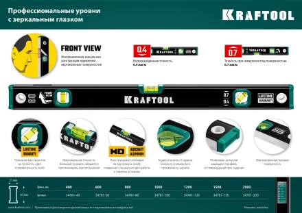 Профессиональный уровент с зеркальным глазком KRAFTOOL 34781-100 купить в Когалыме