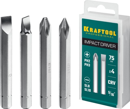 Биты для ударно-поворотных отверток KRAFTOOL 25552 купить в Когалыме