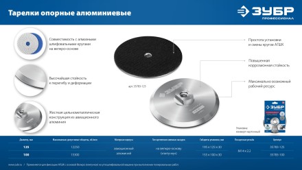ЗУБР d 100 мм, М14, держатель алюминиевый для АГШК, ПРОФЕССИОНАЛ (35783-100) купить в Когалыме