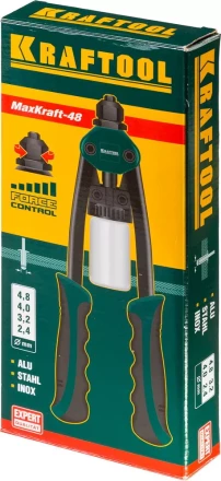 Заклепочник двуручный силовой компактный, KRAFTOOL "MaxKraft-48" 31161, для заклёпок d=2,4-4,8 мм из Al, стали, нерж стали, усил литой корпус 31161 купить в Когалыме