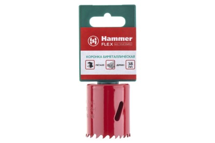 Коронка биметаллическая HAMMER Ф38х38мм 5/8&quot; BiMETALL (224-008) купить в Когалыме