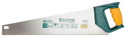 Ножовка по дереву (пила) KRAFTOOL BLITZ 450 мм, 7/8 TPI, быстрый рез поперек волокон, зубья - «S» : прямые 15005-45 купить в Когалыме