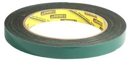 Двухсторонняя клейкая лента на вспененной основе, STAYER Professional 12233-12-05, черная, 12мм х 5м 12233-12-05 купить в Когалыме