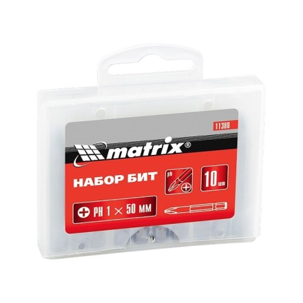 Набор бит Ph1 х 50 мм,сталь 45Х 10 штук в пласт. боксе MTX 113809 купить в Когалыме