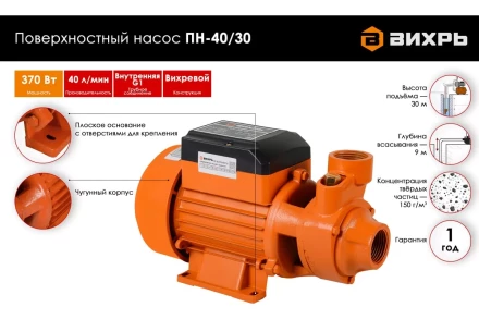 Поверхностный насос Вихрь ПН-40/30 68/4/11 купить в Когалыме