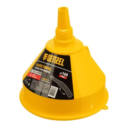 Воронка пластиковая 160 мм с металлическим ситом, непроливайкой и гибким наконечником Denzel 537208 купить в Когалыме