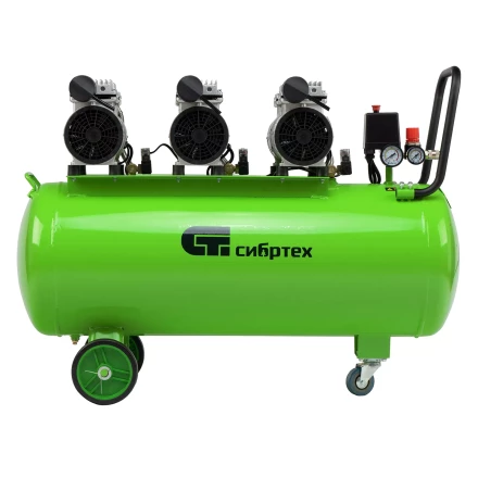 Компрессор безмаслянный малошумный Сибртех МБ 2250/100, 2250 Вт, 100л, 400 л/мин купить в Когалыме