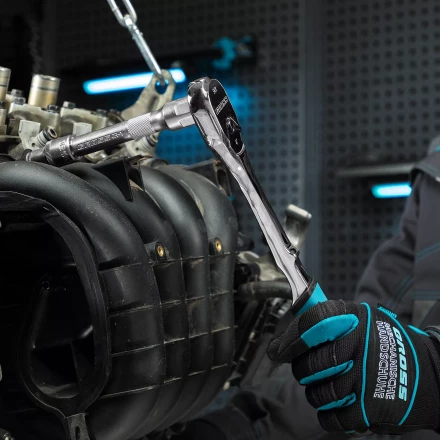 Ключ-трещотка 1/2" Gross 14055, CrV, 90 зубьев, усиленный, хром купить в Когалыме