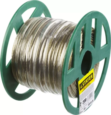 Трос стальной в полимерной оболочке, d=2,0 мм, L=200 м, STAYER Master 30410-20 30410-20 купить в Когалыме