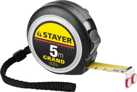 Рулетка STAYER GRAND, корпус с противоскользящим напылением, упрочненное полотно, 5м/19мм 552021 купить в Когалыме