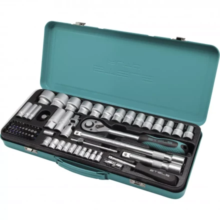 Набор торцевых головок с трещоткой 1/2 и 1/4 69 предметов Stels 13576 купить в Когалыме