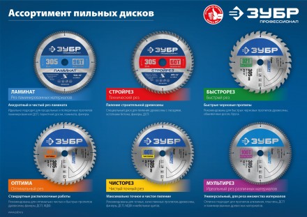 ЗУБР Ламинат, 255 х 30 мм, 80Т, пильный диск по ламинату, Профессионал (36930-255-30-80) купить в Когалыме