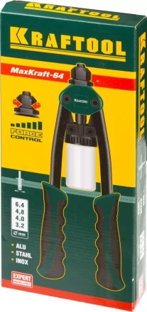 Заклепочник двуручный силовой компактный, KRAFTOOL "MaxKraft-64" 31160, для заклёпок d=3,2-6,4 мм из Al, стали, нерж стали, усил литой корпус 31160 купить в Когалыме