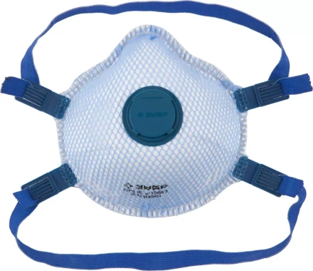 Полумаска фильтрующая ЗУБР "ЭКСПЕРТ" коническая, с внешней сеткой, с клапаном, многослойная, класс защиты FFP3 11160-3 купить в Когалыме