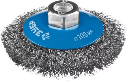ЗУБР "ПРОФЕССИОНАЛ". Щетка коническая для УШМ, витая стальная проволока 0,3мм, 100ммхМ14 35265-100_z02 купить в Когалыме