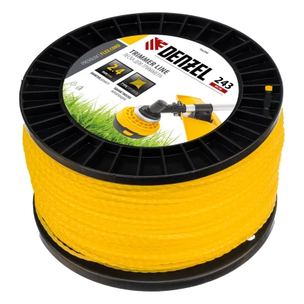 Леска для триммера витой квадрат, 2,4мм х 243м, на DIN катушке FLEX CORD// Denzel 96298 купить в Когалыме